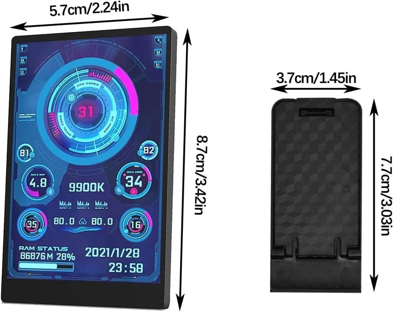 Flylin شاشة صغيرة USB بحجم 3.5 بوصة IPS، مراقب درجة حرارة وحدة المعالجة المركزية، شاشة فرعية من نوع-C، شاشة عرض درجة حرارة AIDA64 لجهاز الكمبيوتر - Image 4